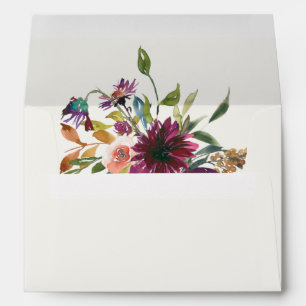 Simple Elegant Ivory Burgundy Floral Envelope