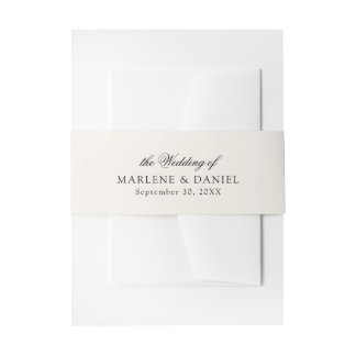 Simple Elegant Ivory Cream Off White Formal Event Invitation Belly Band