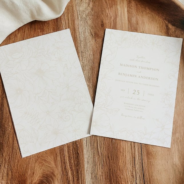 Simple Elegant Ivory Floral Garden Wedding Invitation (Creator Uploaded)