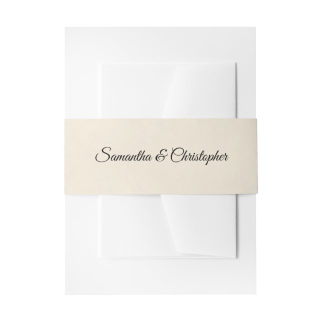 Simple Elegant Ivory or Cream Coloured Wedding  Invitation Belly Band (Front Example)