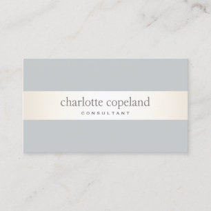 Simple Elegant Ivory Stripe Grey Professional Business Card