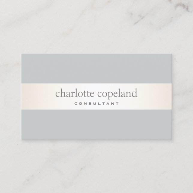 Simple Elegant Ivory Stripe Grey Professional Business Card (Front)