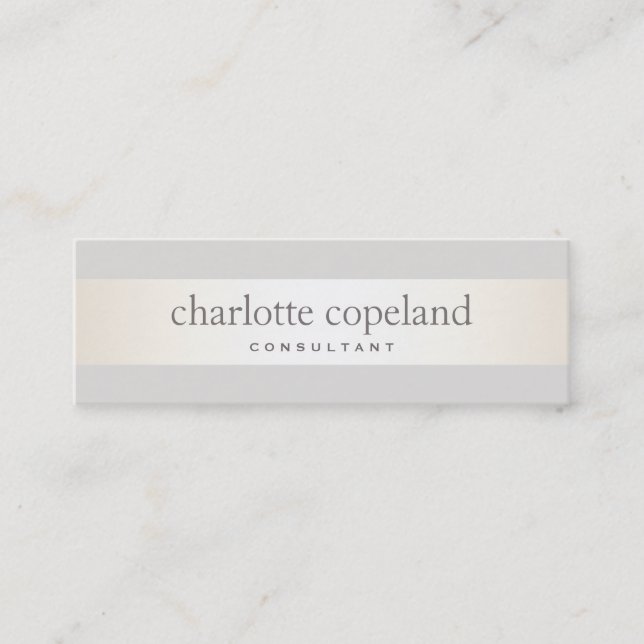 Simple Elegant Ivory Stripe Professional Mini Business Card (Front)