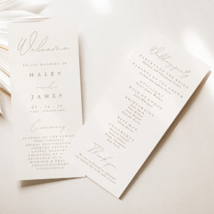 Simple Elegant Ivory & Taupe Wedding Program Menu