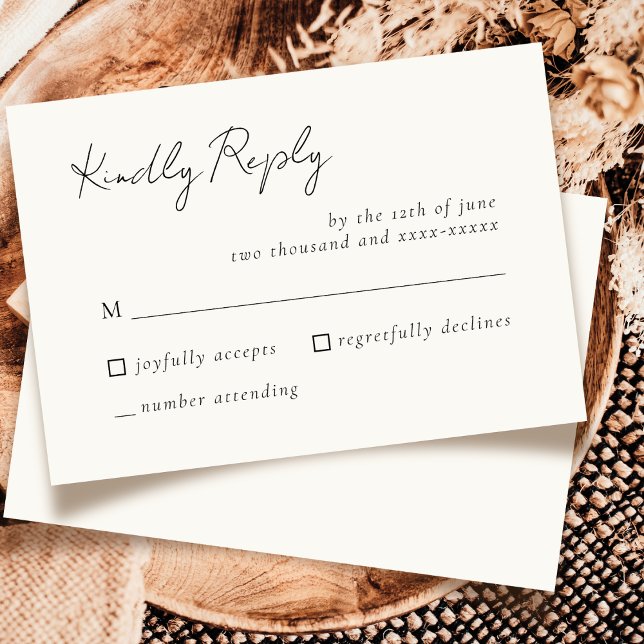 Simple Elegant Ivory White Wedding RSVP Response (Creator Uploaded)
