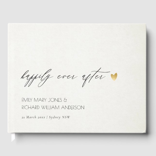 SIMPLE ELEGANT KRAFT TYPOGRAPHY HAPPILY EVER AFTER GUEST BOOK (Front)