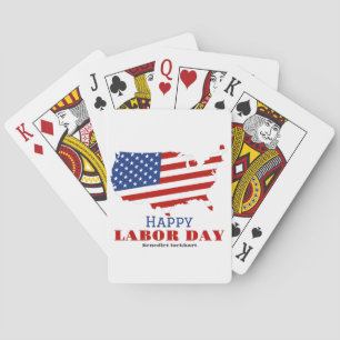 Simple Elegant Labour Day with USA flag Playing Cards