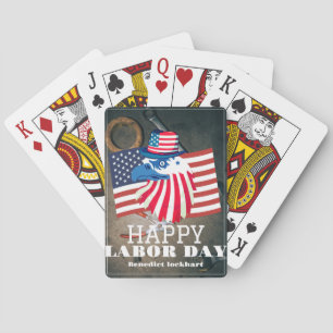 Simple Elegant Labour Day with USA flag Playing Cards