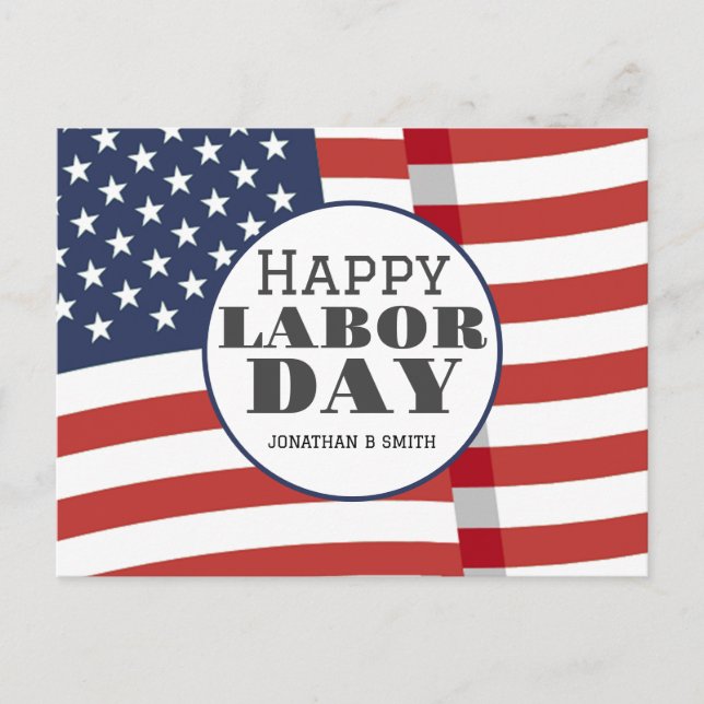 Simple Elegant Labour Day with USA flag Postcard (Front)