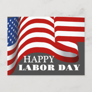 Simple Elegant Labour Day with USA flag Postcard