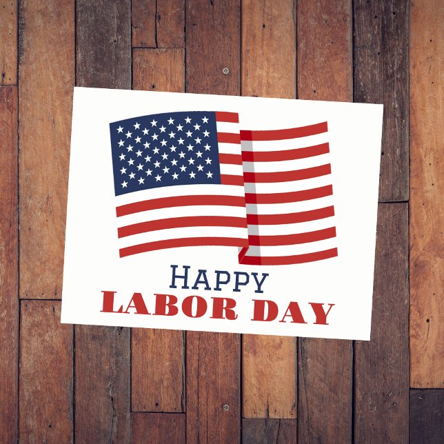 Simple Elegant Labour Day with USA flag Postcard (Creator Uploaded)