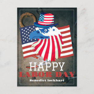 Simple Elegant Labour Day with USA flag Postcard