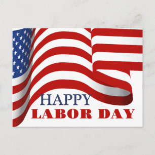 Simple Elegant Labour Day with USA flag Postcard