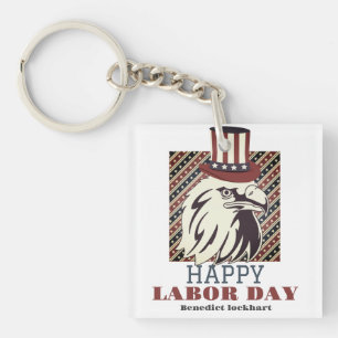 Simple Elegant Labour Day with USA flag T-Shirt Key Ring