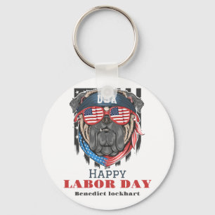Simple Elegant Labour Day with USA flag T-Shirt Key Ring