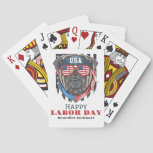 Simple Elegant Labour Day with USA flag T-Shirt Playing Cards