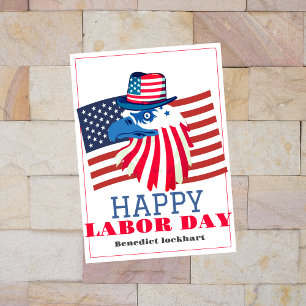 Simple Elegant Labour Day with USA flag T-Shirt Thank You Card