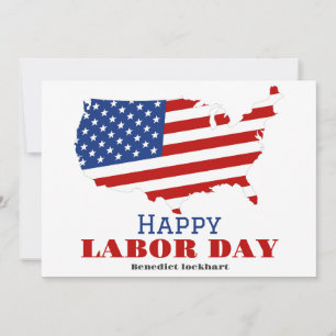 Simple Elegant Labour Day with USA flag Thank You Card