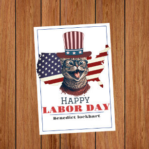 Simple Elegant Labour Day with USA flag Thank You  Card