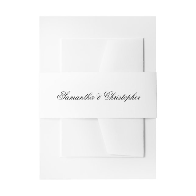 Simple Elegant Lacy Script Names Wedding Invitation Belly Band (Front Example)