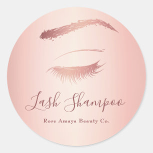 Simple Elegant Lash Shampoo Rose Gold Classic Round Sticker