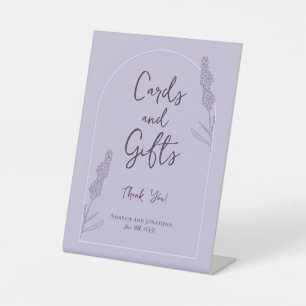 Simple Elegant Lavender Blooms Wedding Cards Gifts Pedestal Sign