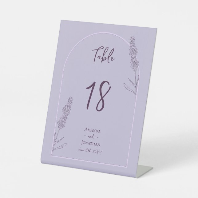 Simple Elegant Lavender Blooms Wedding Table No Pedestal Sign (Front)