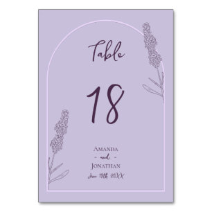 Simple Elegant Lavender Blooms Wedding Table Number
