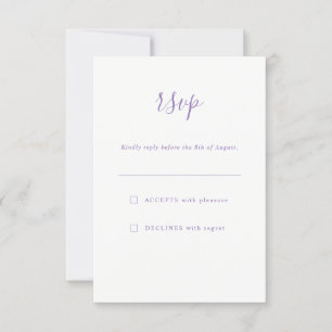 Simple Elegant Lavender Purple Wedding RSVP Card