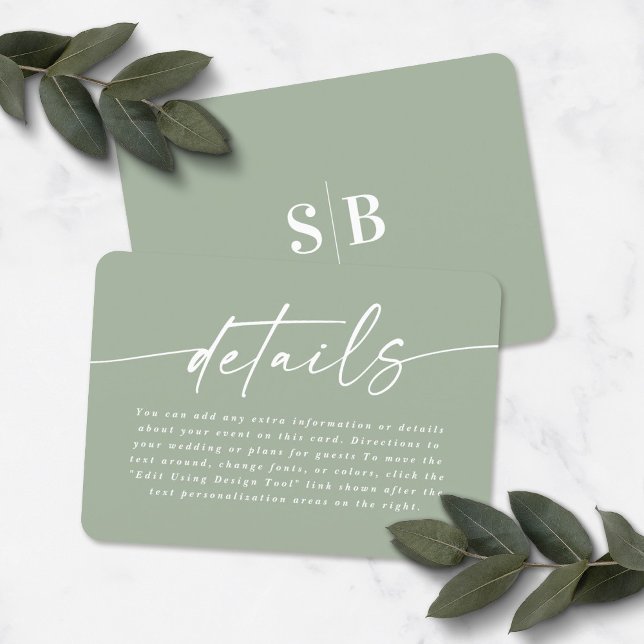 Simple Elegant Leaf Green Wedding Details Enclosure Card (Creator Uploaded)