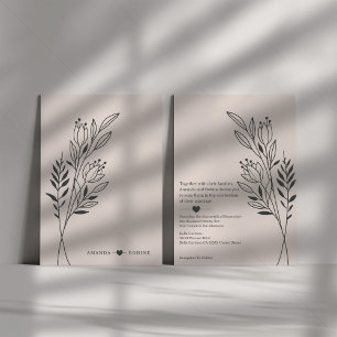 Simple Elegant Leaf Wedding Invitation