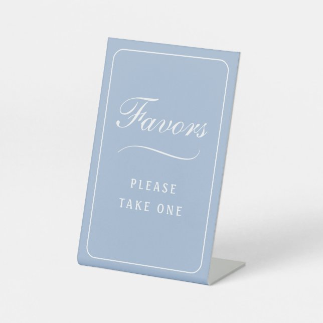 Simple Elegant Light Blue Favours Pedestal Sign (Front)