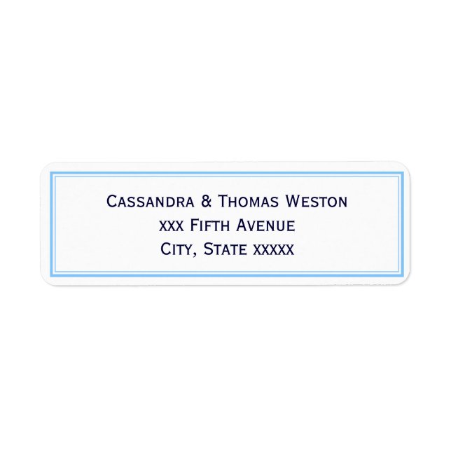 Simple Elegant Light Blue Framed Address Label (Front)