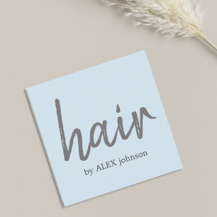 Simple Elegant Light Blue Grey Hair Stylist Square Business Card