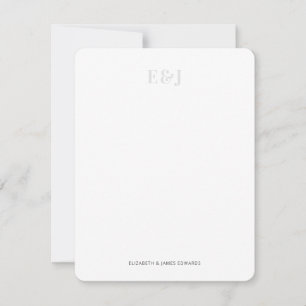 Simple Elegant Light Grey Couple Monogram Vertical Card
