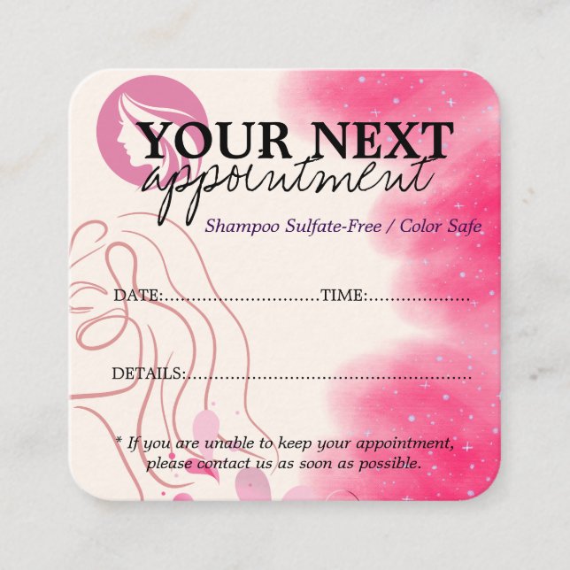 Simple Elegant Light Pink Beauty Salon Appointment Card (Front)