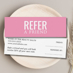 Simple Elegant Light Pink White Referral Card