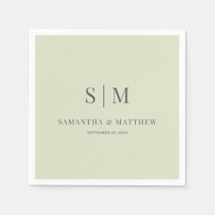 Simple Elegant Light Sage Green Monogram Wedding Napkin
