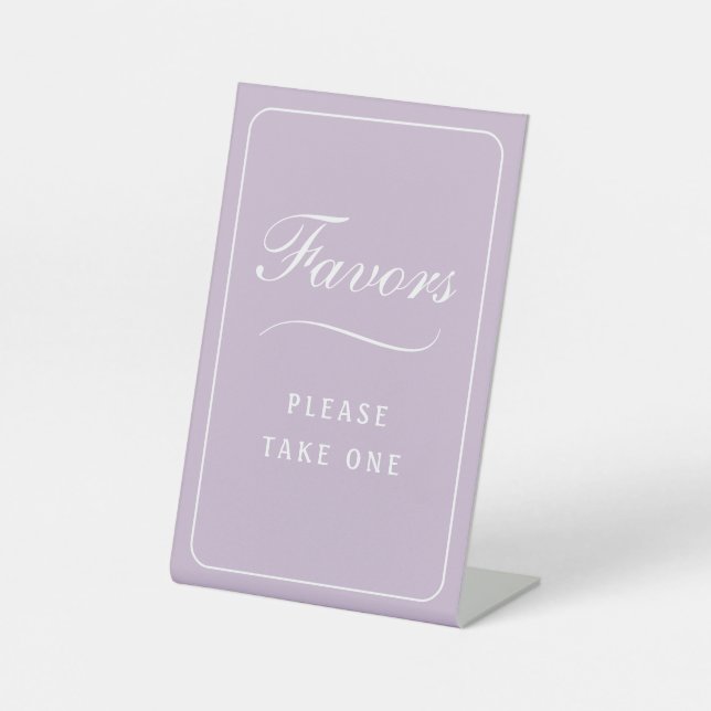 Simple Elegant Lilac Favours Pedestal Sign (Front)