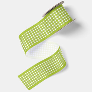 Simple Elegant Lime Green Cottagecore Gingham Satin Ribbon