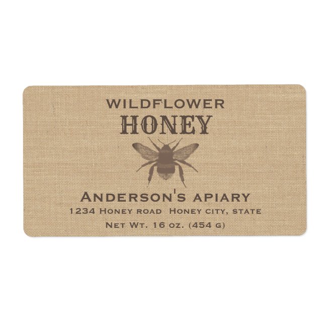 Simple elegant linen  honey label (Front)