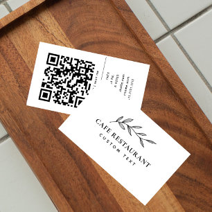 Simple Elegant Logo or QR Hospitality Business  Business Card