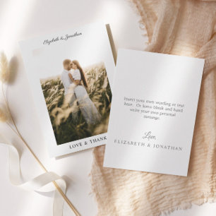 Simple Elegant Love And Thanks Wedding Photo Thank You Card
