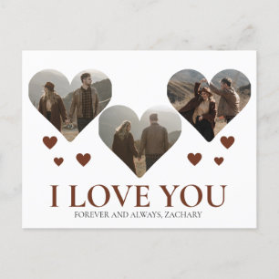 Simple Elegant Love valentine's day couple 3 photo Holiday Postcard