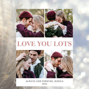 Simple Elegant Love valentines day couple 4 photo Holiday Card
