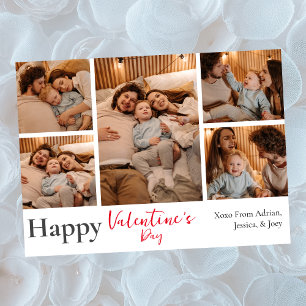 Simple Elegant Love valentine's day couple 5 photo Holiday Card
