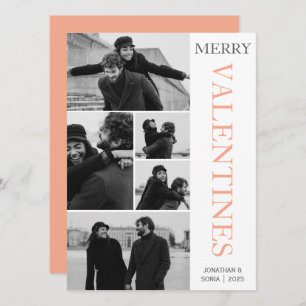 Simple Elegant Love valentines day couple 5 photo Holiday Card