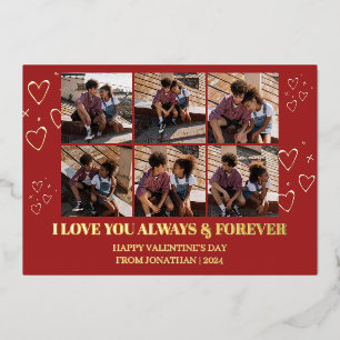 Simple Elegant Love valentine's day couple photo Foil Holiday Card