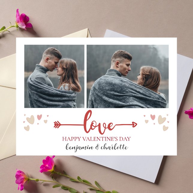 Simple Elegant Love valentine's day couple photo Holiday Card (Creator Uploaded)