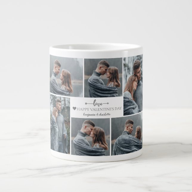 Simple Elegant Love valentine's day couple photo Large Coffee Mug (Front)